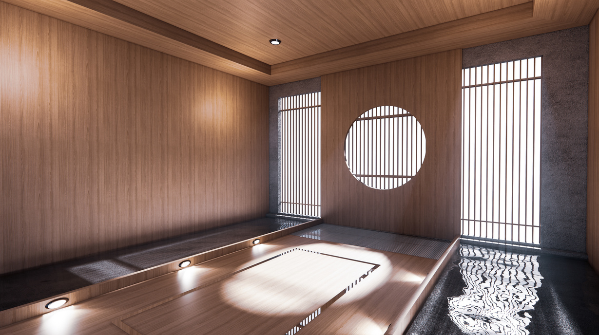 3D Japanese Style Bathroom Interior